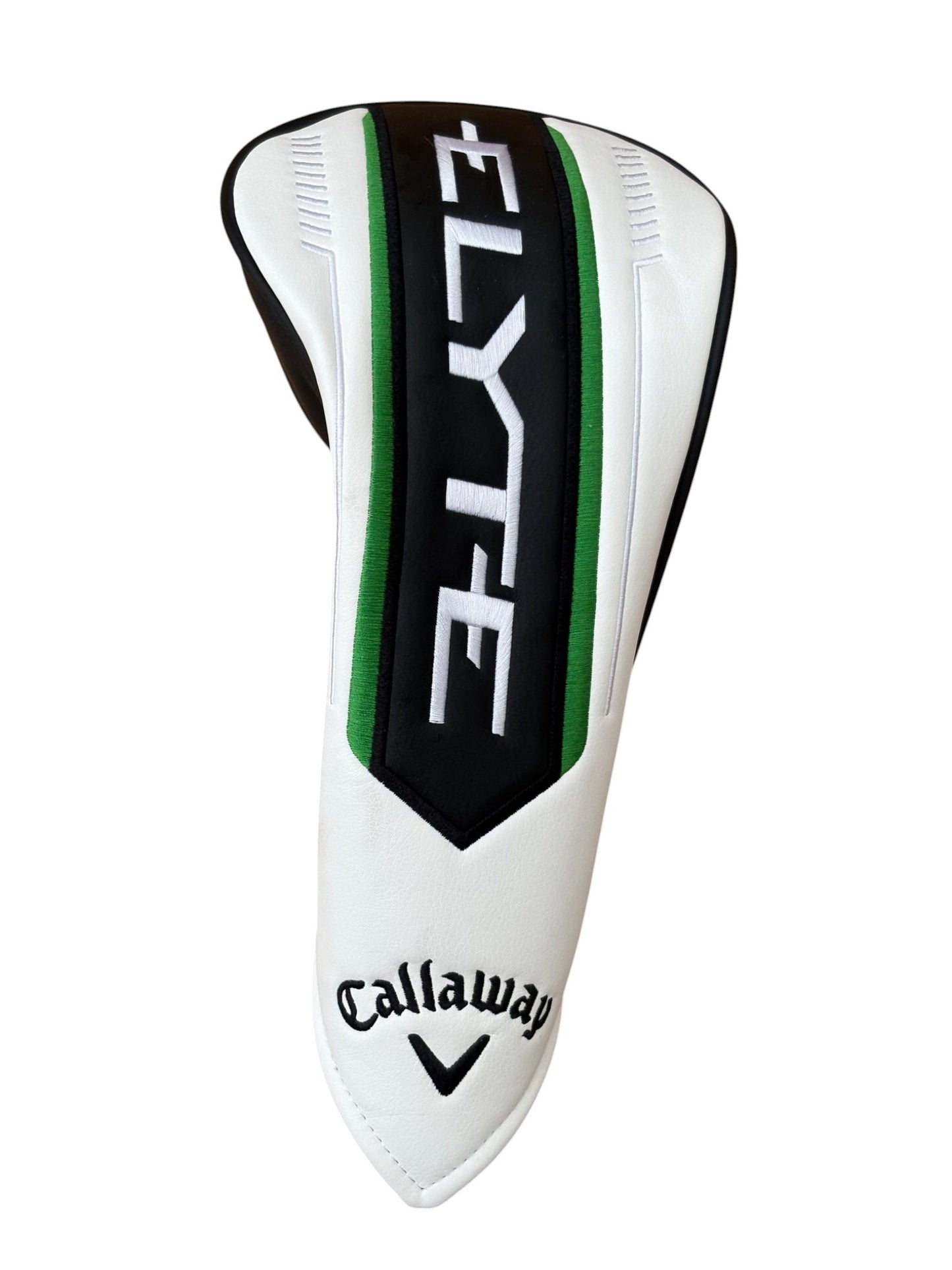 Golf club head cover with 'ELYTE' and 'Callaway' branding on a white background